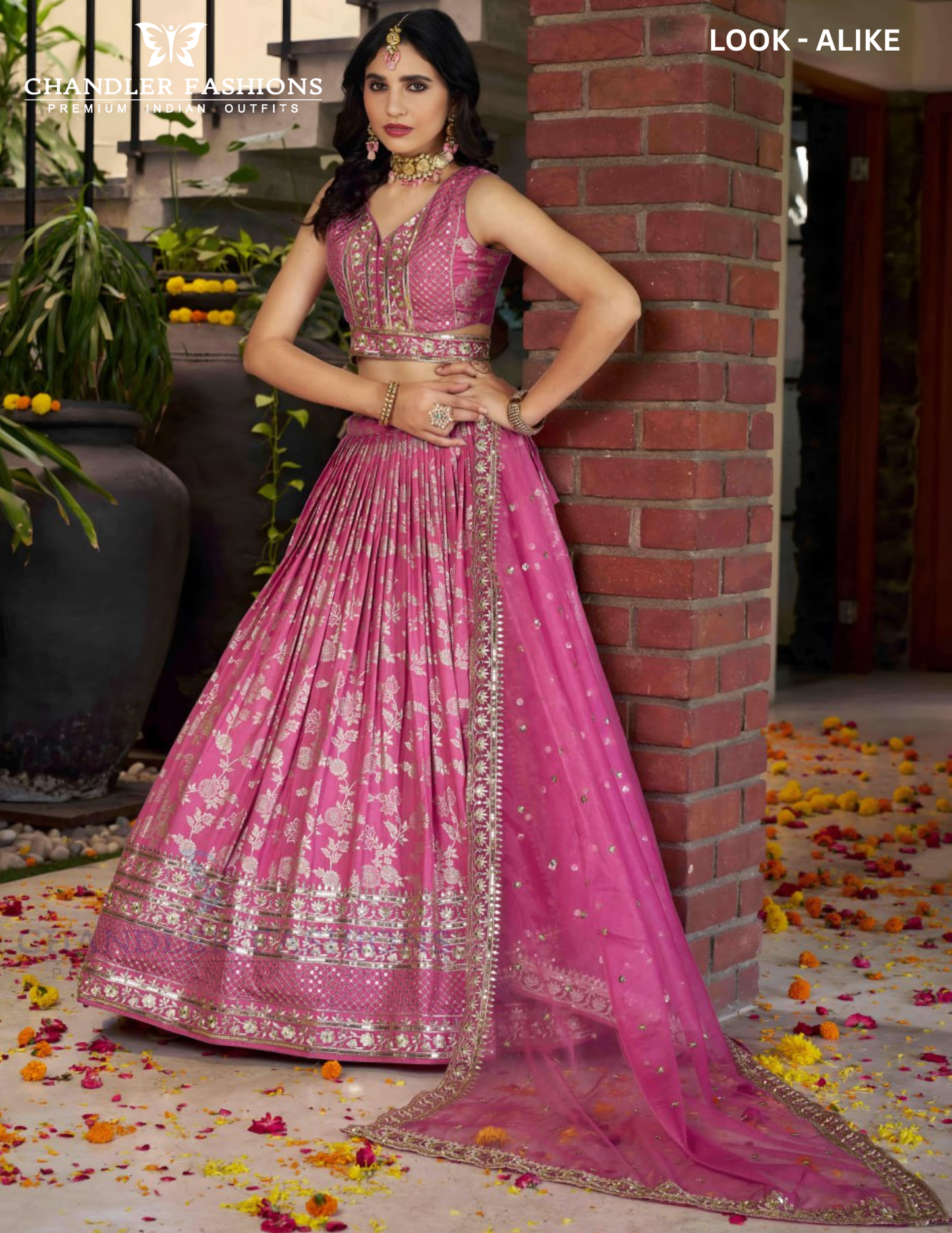 Pink Color Silk Jacquard Lehenga In USA