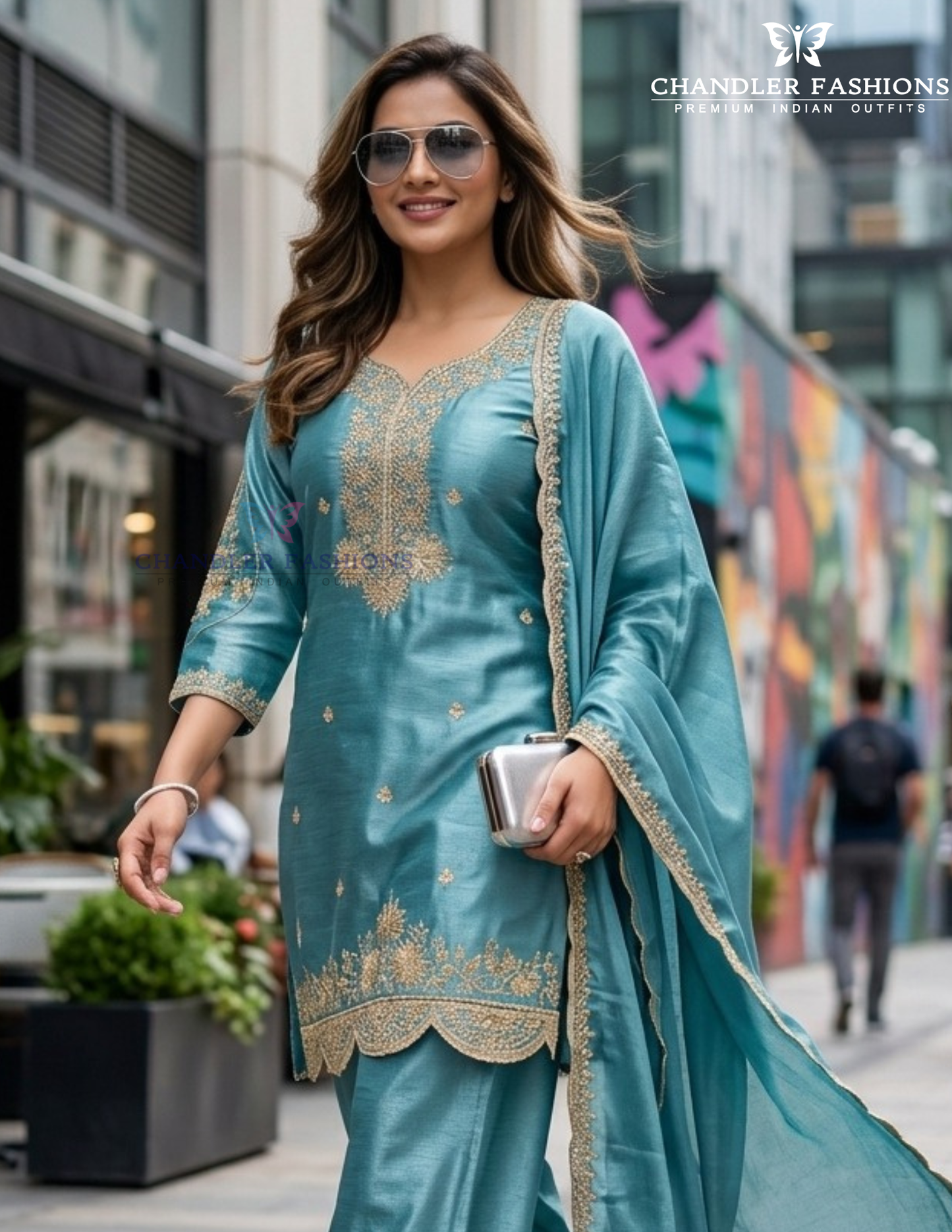 Embroidery And Sequins Work Palazzo Suits Near Me