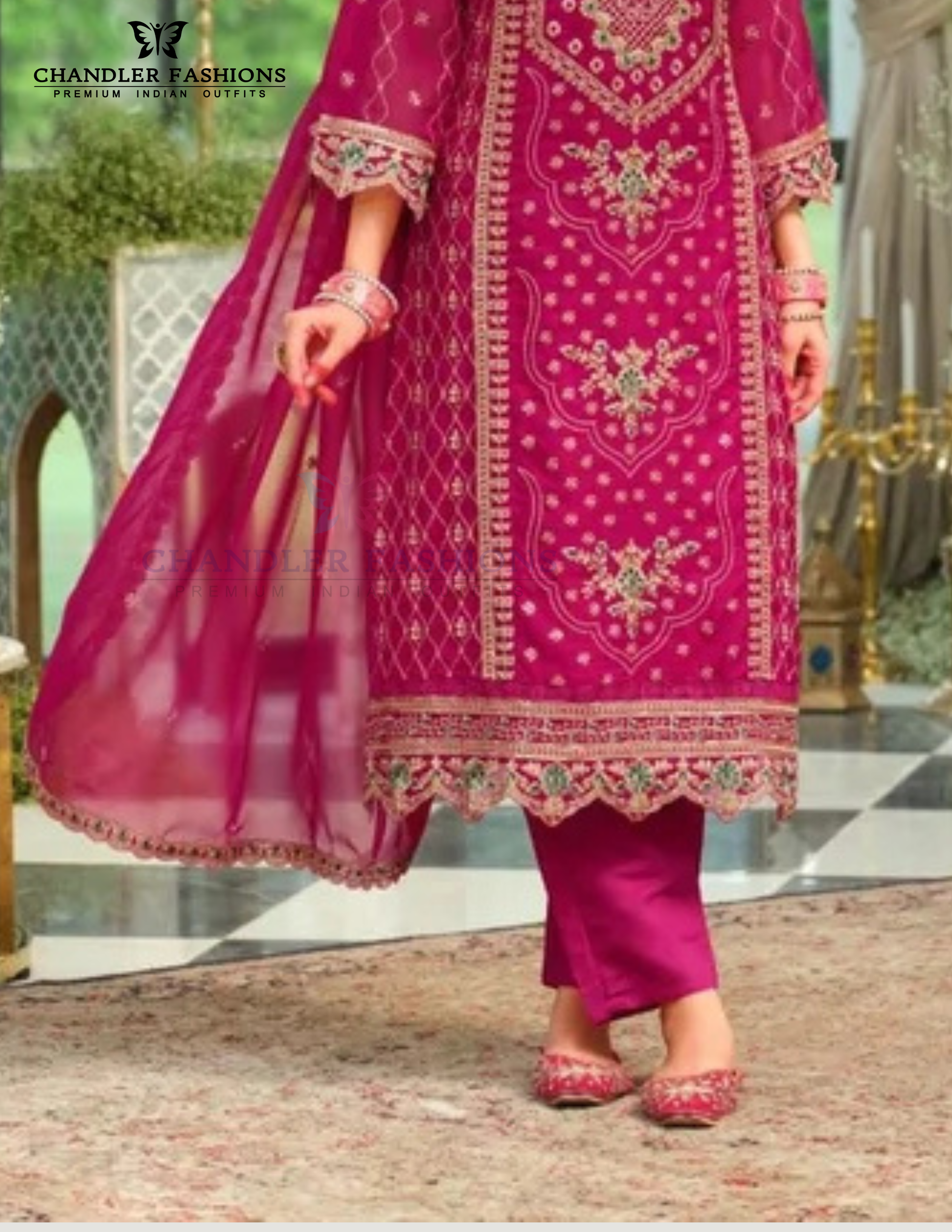 Wonderful Pink Color Soft Organza And Embroidery Work In USA