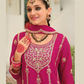 Pink Color Chinon With Embroidery Work Palazzo Suits In Arizona
