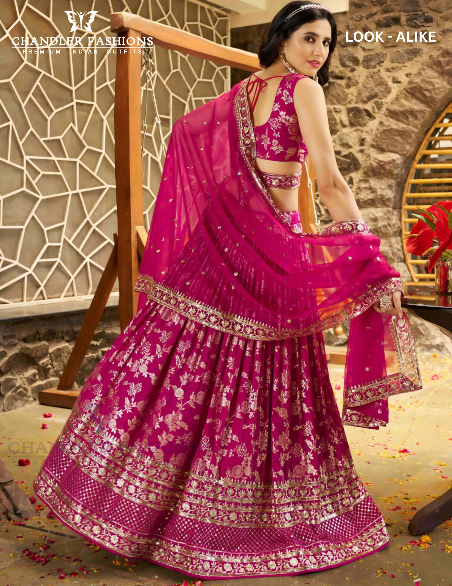 Rani Pink Color Silk Jacquard With Sequins And Zari Embroidery Lehenga Near Me