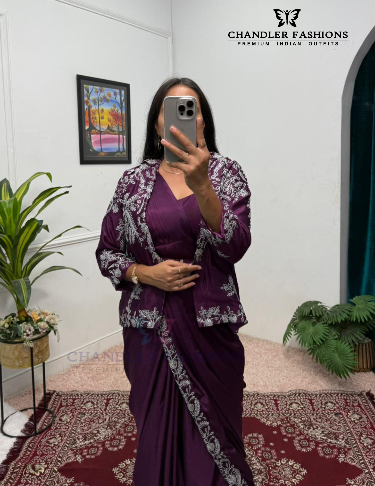 Embroidery Work Ready To Wear Saree In USA