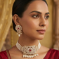 Attractive White And Red Color Stone Gold Plated Choker With Earrings Set