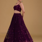 Purple Color  With Sequins And Embroidery Work Lehenga In Mesa