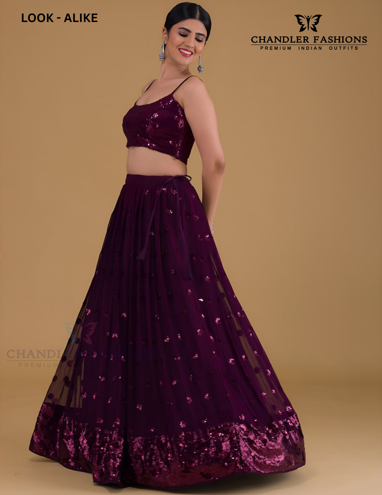 Purple Color  With Sequins And Embroidery Work Lehenga In Mesa