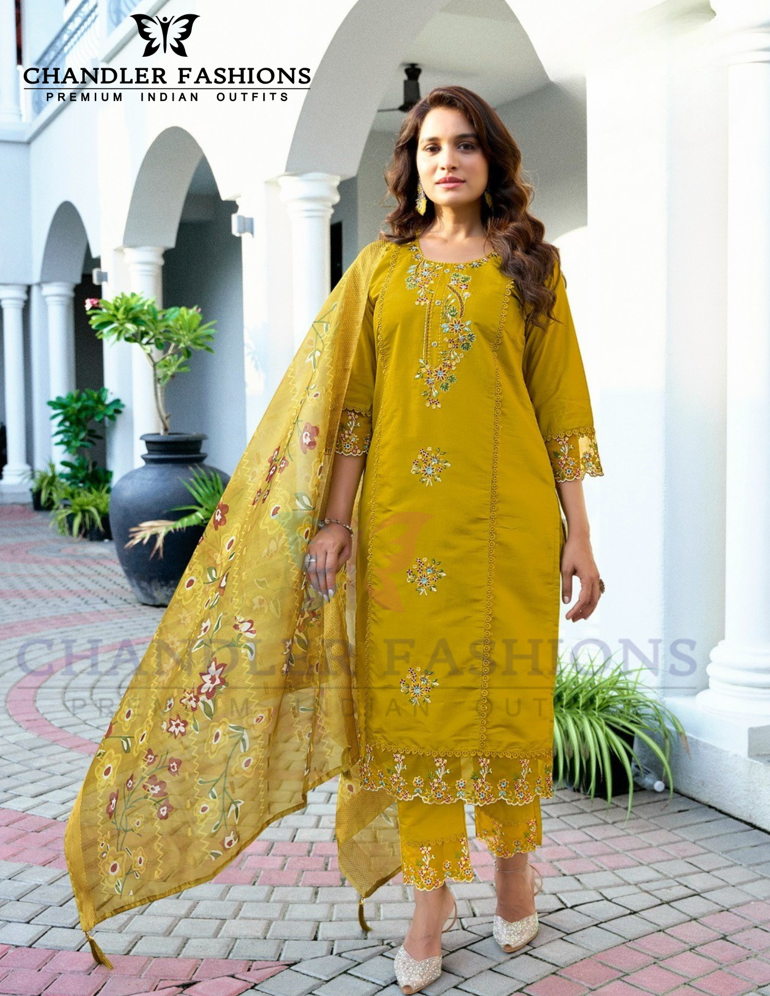 Beautiful Mustard Yellow Color Roman Silk Salwar Suits With Dupatta For Women