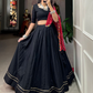 Charming Black Color Plain With Gotta Patti Touch Up Work Navratri Lehenga Choil With Duptta