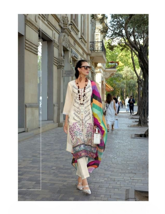 Captivating White Color Cotton Readymade Salwar Suits With Dupatta Set