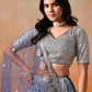 Navy Blue Georgette With Sequins And Embroidery Lehenga Choli In Mesa