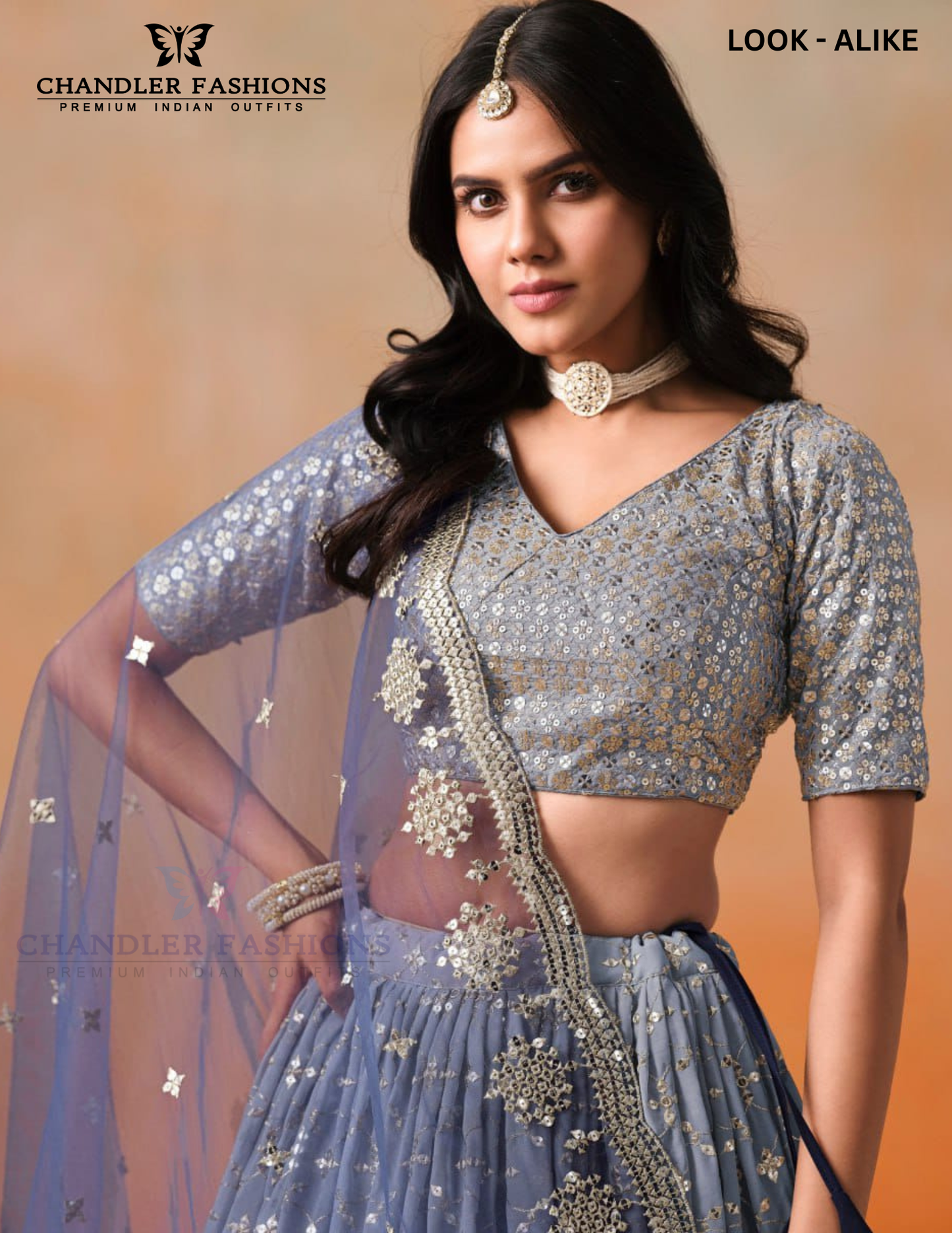 Navy Blue Georgette With Sequins And Embroidery Lehenga Choli In Mesa