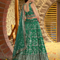 Teal Green Color Silk Jacquard With Sequins And Zari Embroidery Lehenga Near Me
