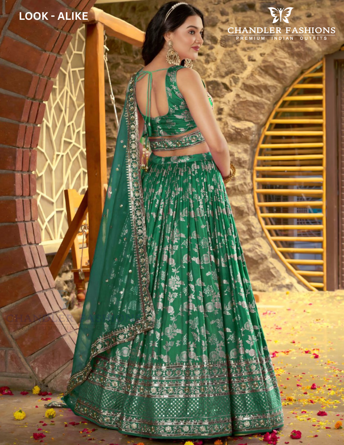Teal Green Color Silk Jacquard With Sequins And Zari Embroidery Lehenga Near Me