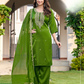 Spectacular Green Color Silk With Embroidery Work Salwar Suits For Women