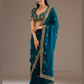 Elegant Blue Color Tissue Silk With Sequins And Embroidery Work Saree For Women