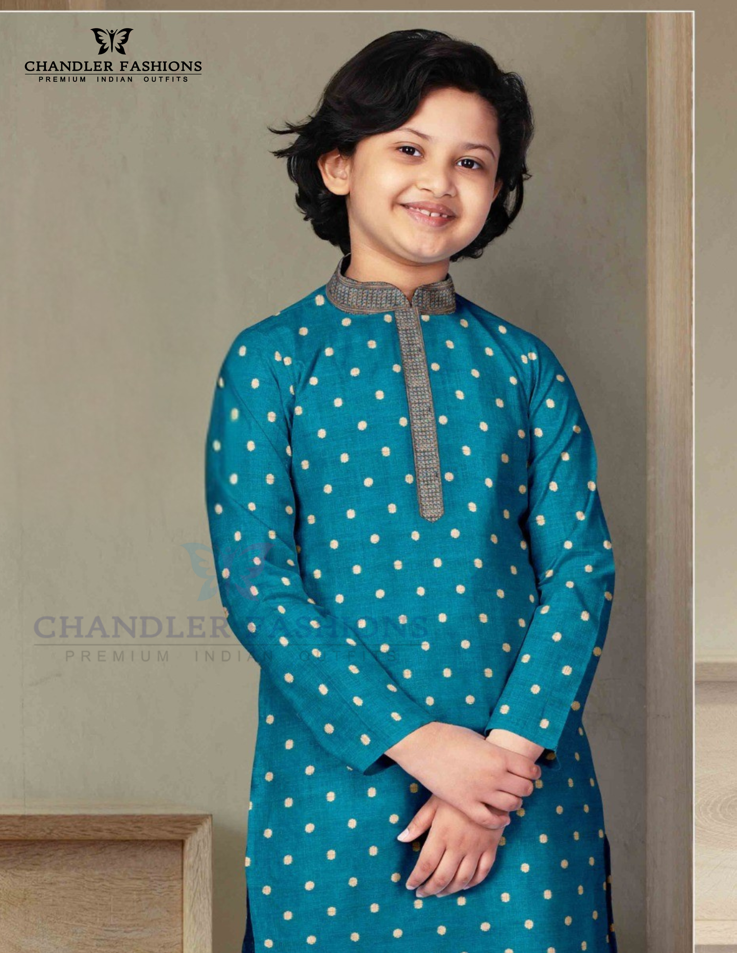 Teal Blue Color Boys Kurta With Pajama Set Near Me
