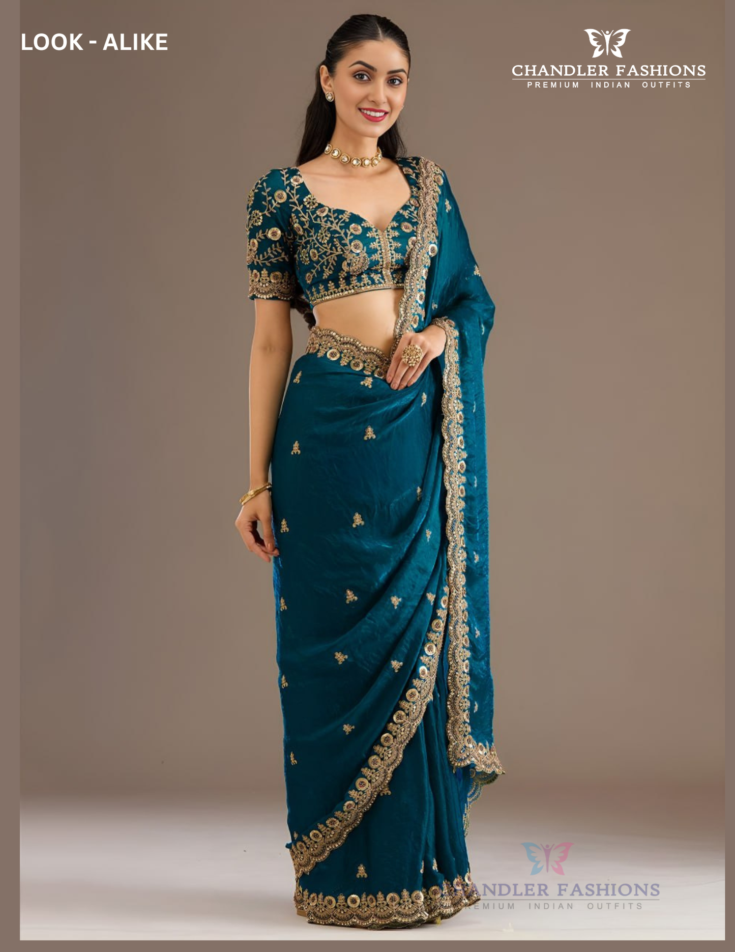 Blue Color Sequins And Embroidery Work Saree In Chandler