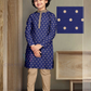 Stunning Navy Blue Color Poly Jacquard Boys Kurta With Pajama Set