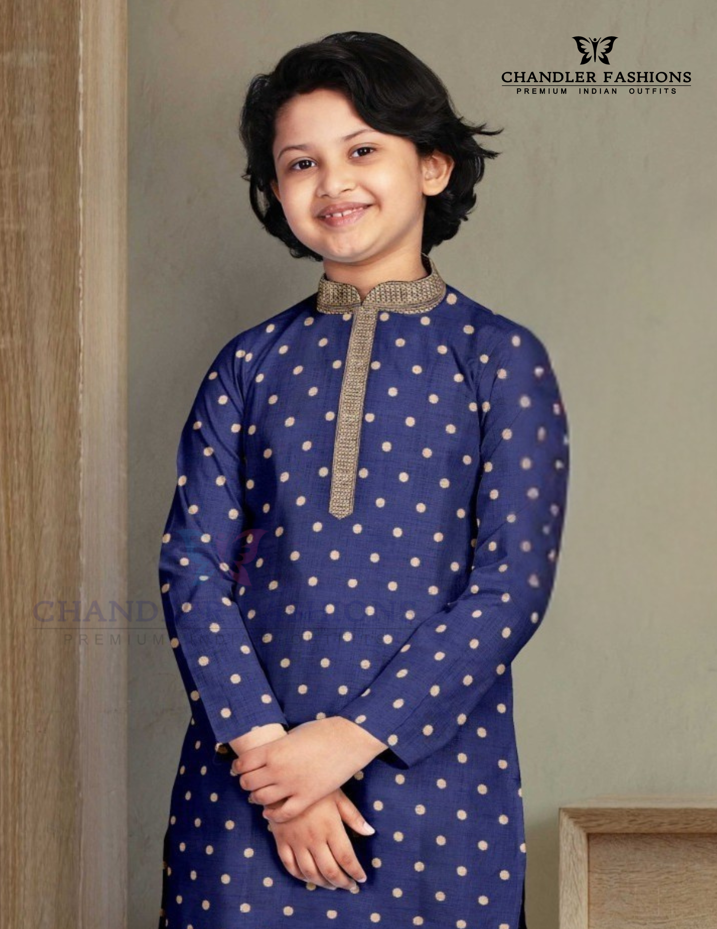 Navy Blue Color Boys Kurta With Pajama Set Near Me