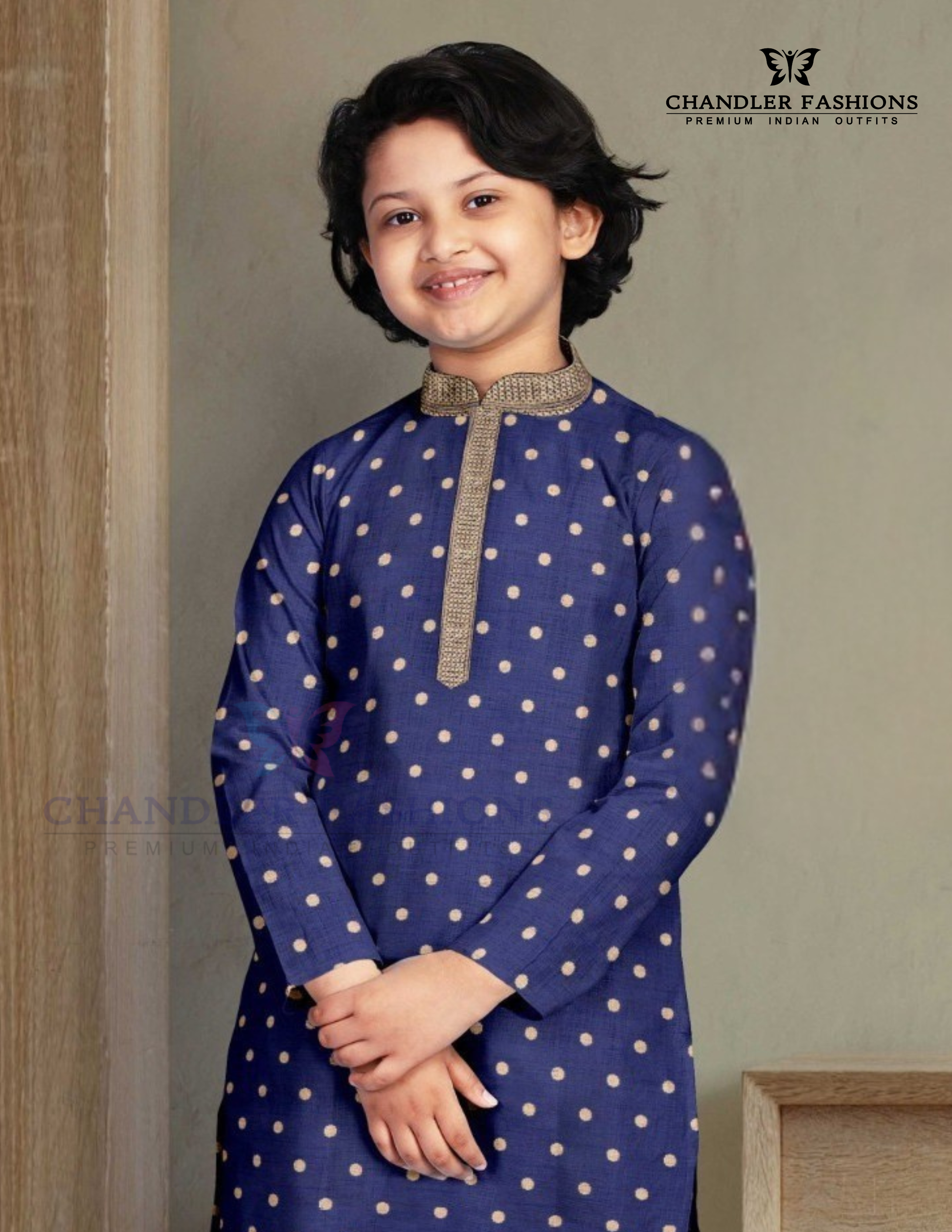 Navy Blue Color Boys Kurta With Pajama Set Near Me