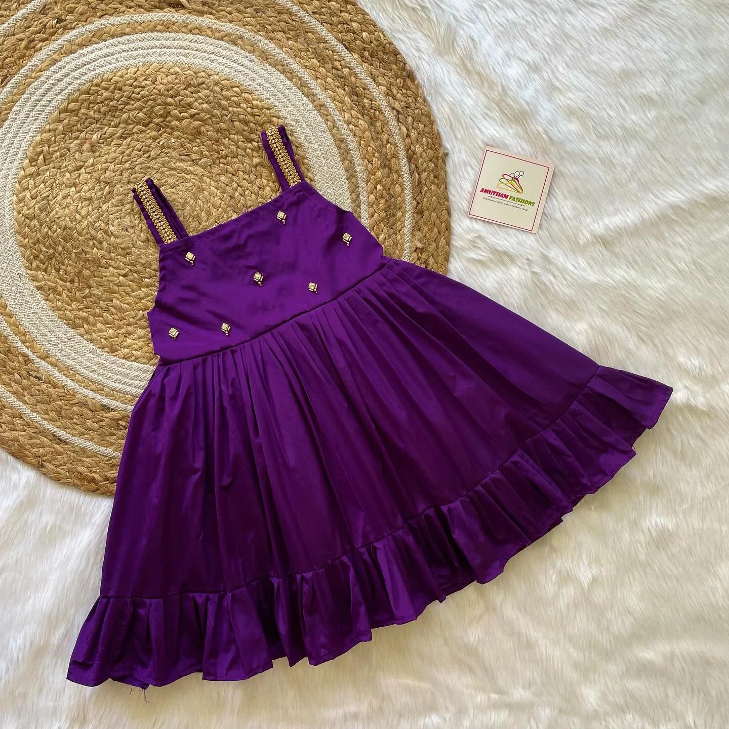 Elegant Purple Color Kids Party Wear Princess Frock