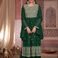 Green Blooming Georgette Embroidered Designer Palazzo Suits For Women