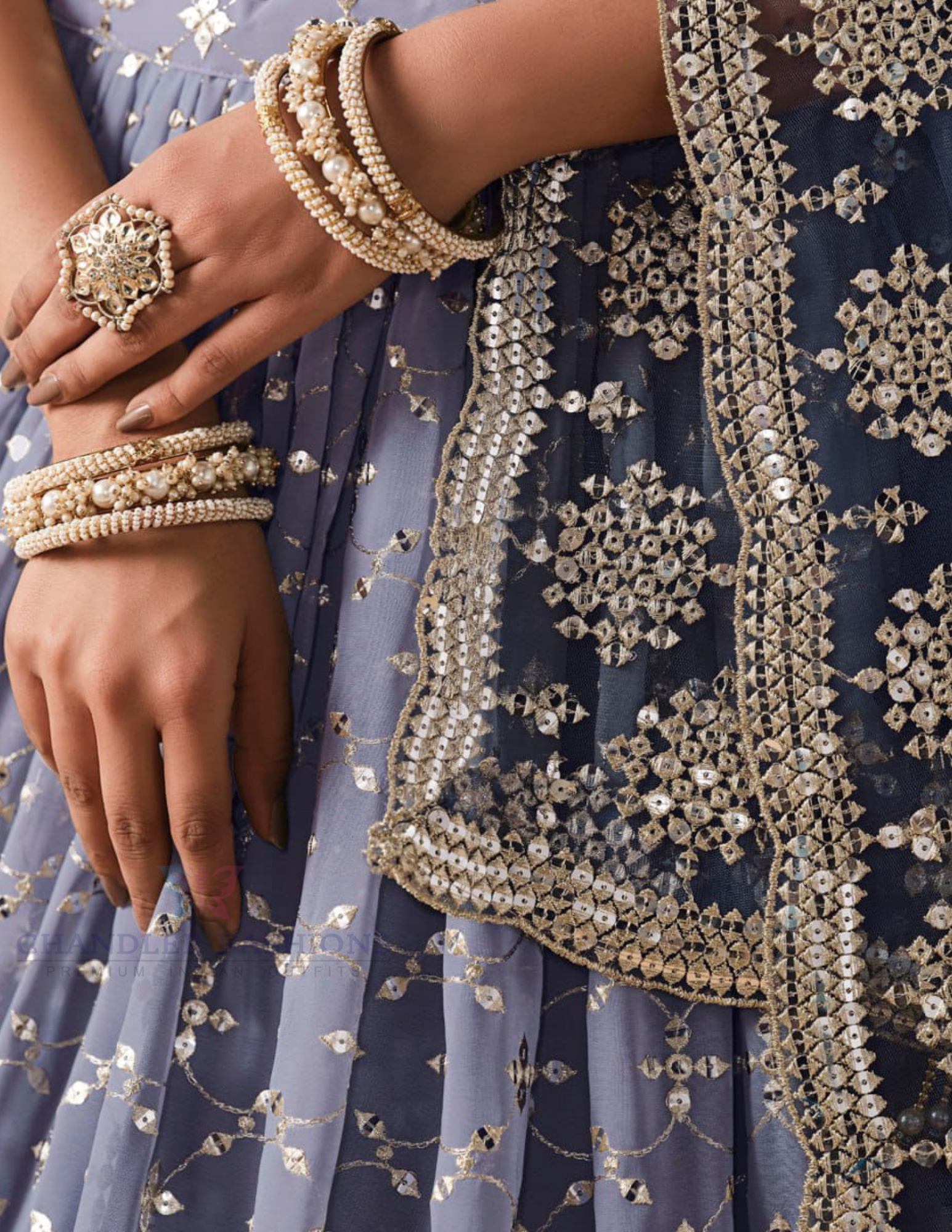 Navy Blue Color With Sequins Lehenga In Tempe
