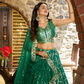 Teal Green Color Sequins And Zari Embroidery Lehenga In Phoenix
