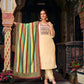Elegant Beige Color Embroidered Silk Kurti & Suits With Dupatta