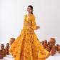 Beautiful Yellow Color Floral Printed Tier Lehenga With Crop Top