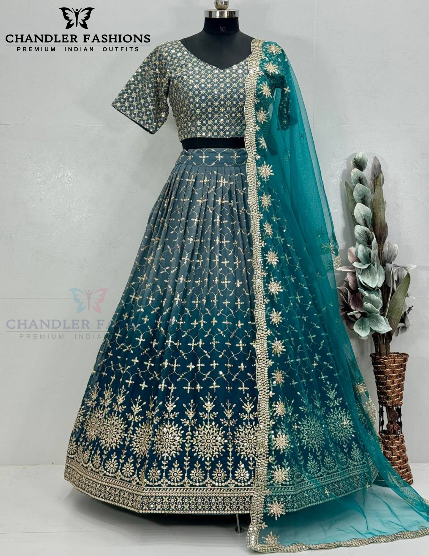 Georgette With Embroidery And Sequins Work Lehenga In Mesa
