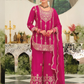 Attractive Pink Color Chinon With Embroidery Work Palazzo Suits And Dupatta