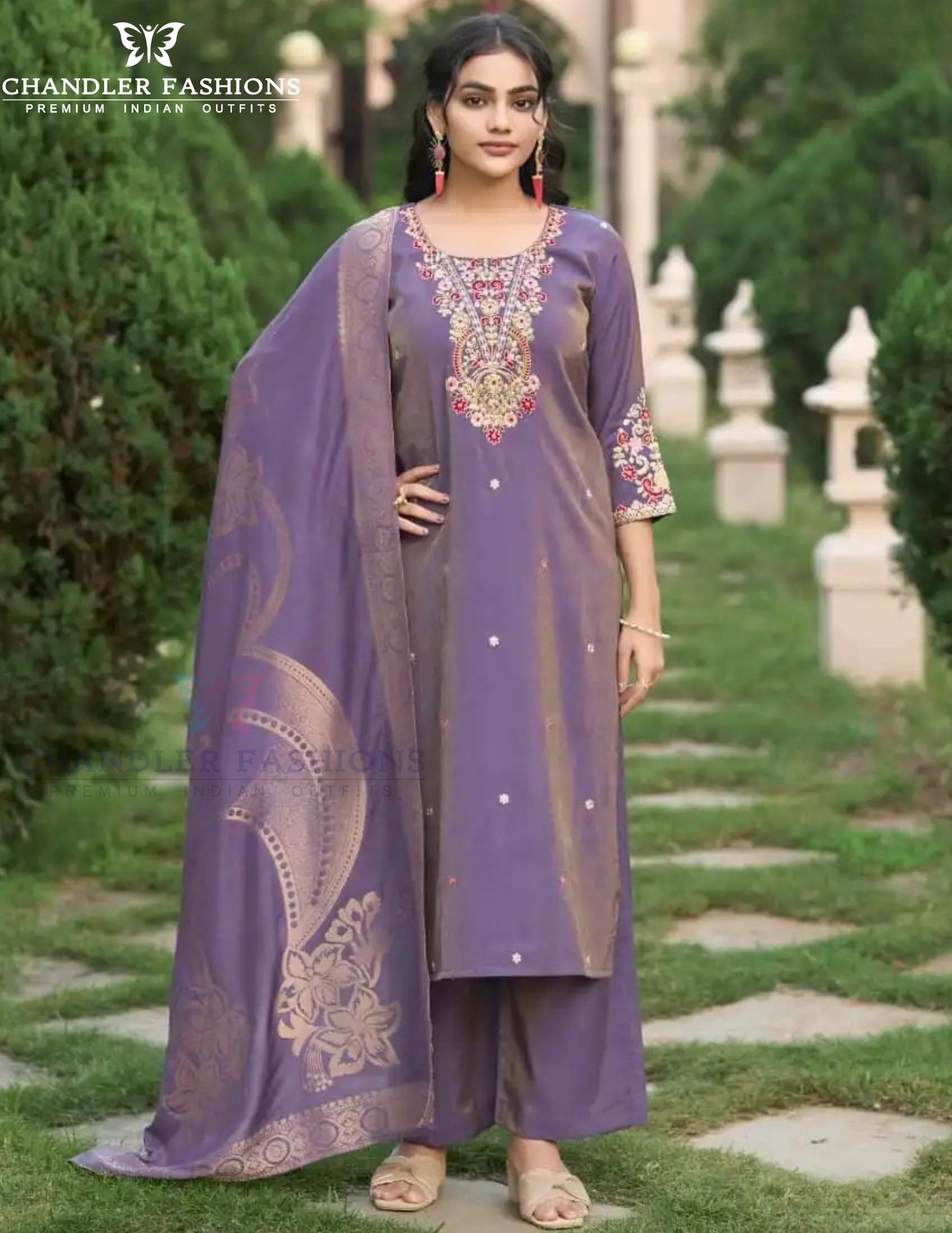 Amazing Lavender Color Shimmer With Thread Work Salwar Suits For Women