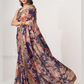 Purple Color Organza With Sequins And Printed Work Saree Near Me
