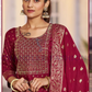 Magnificent Maroon Color Premium Rayon Foil Printed With Embroidery Work Salwar Suits Near Me