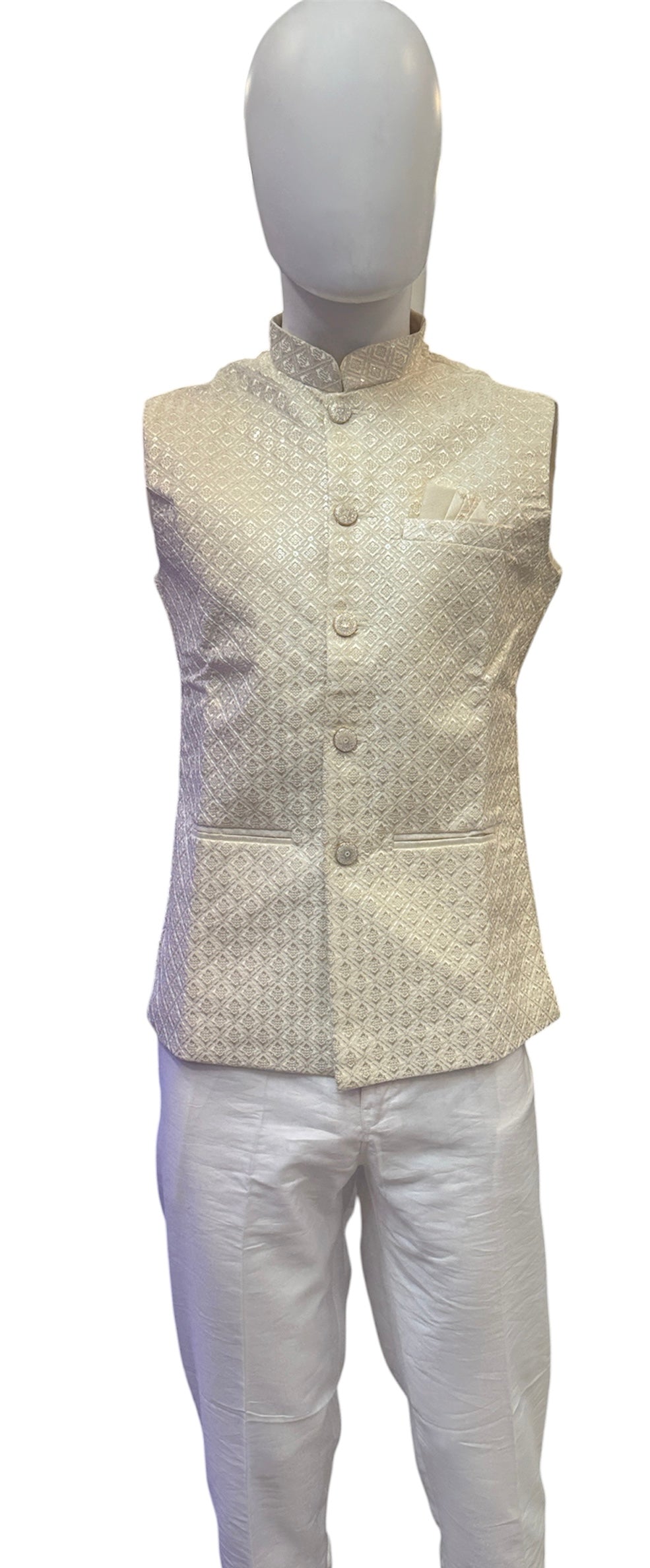 Beautiful Cream Color Men’s Jacket With Sequence Work