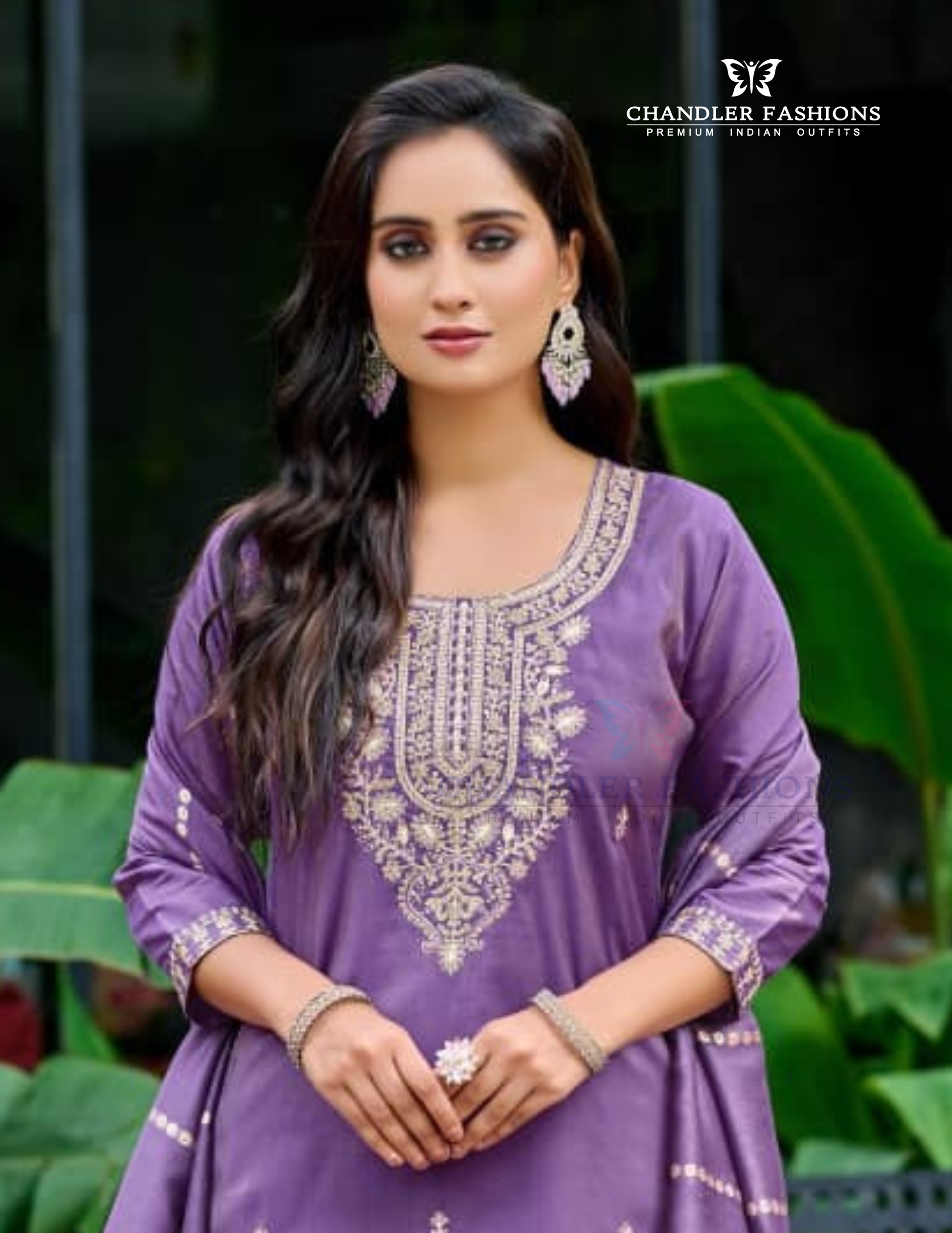 Lavender Color Shimmer Salwar Suits With Embroidery Work Near Me