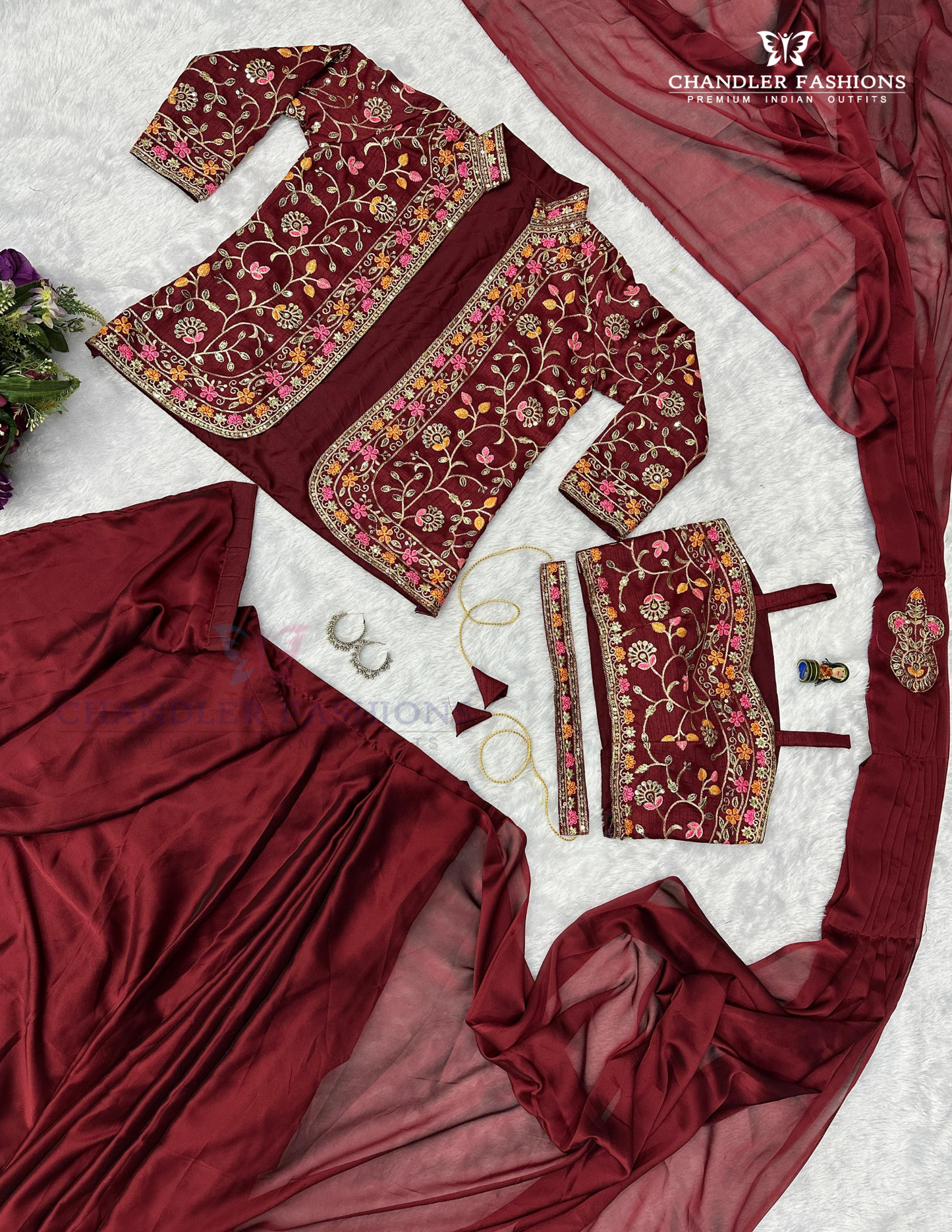 Maroon Color Rangoli Fabric Ready To Wear Saree Near Me