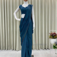 Alluring Teal Blue Color Fancy Ready To Wear Saree For Women In USA