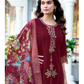 Maroon Color Roman Silk Salwar Suits With Dupatta Near Me