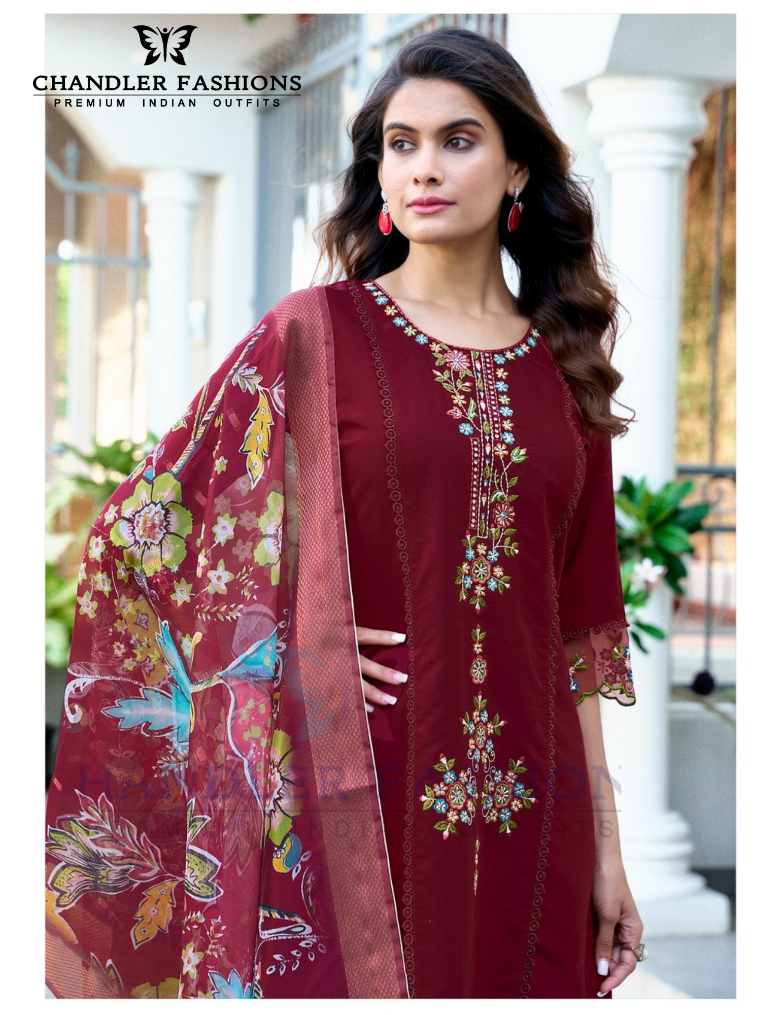Maroon Color Roman Silk Salwar Suits With Dupatta Near Me