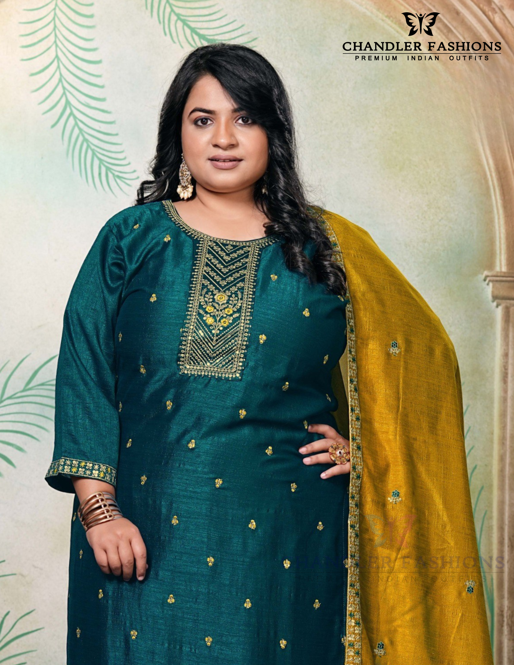 Attractive Teal Green Color Vichitra Silk With Embroidery Work Near Me