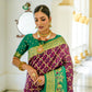 Magenta Color Soft Banarasi Silk Saree With Rich Pallu And Contrast Blouse Near Me