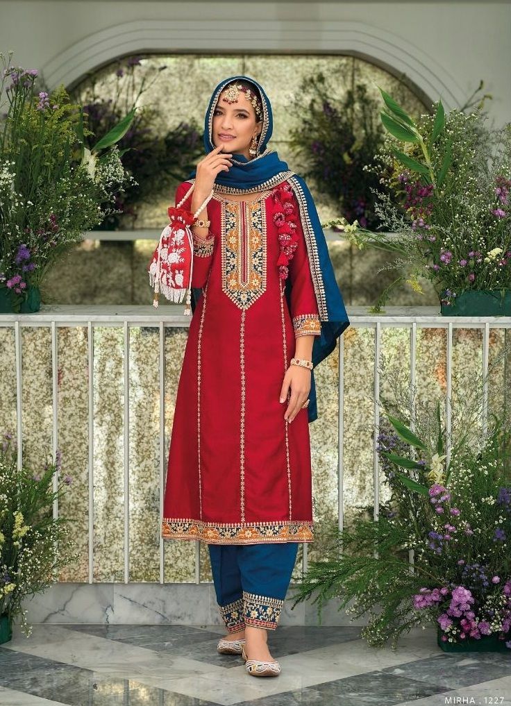 Beautiful Red Color Premium Silk Kurti In Mesa