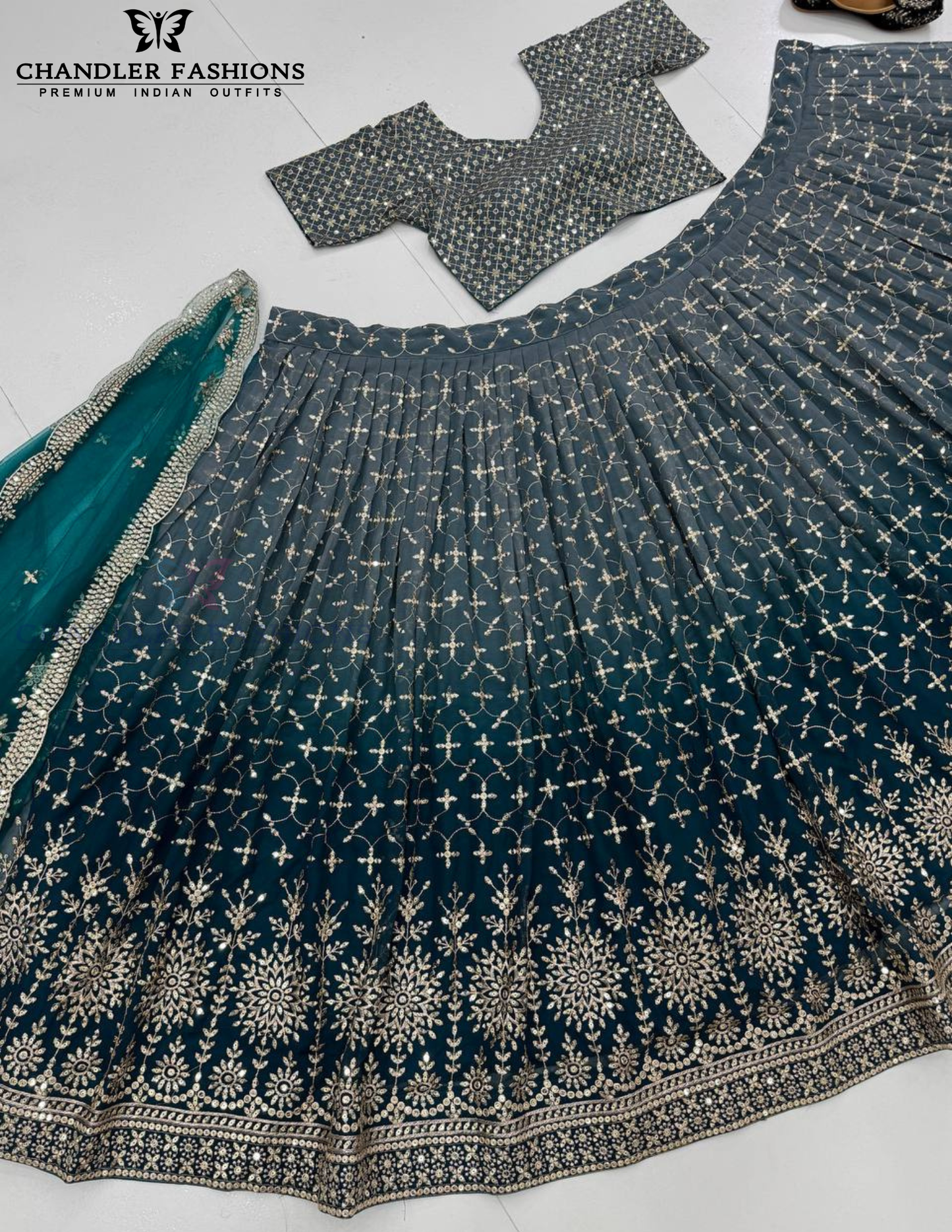 Georgette With Embroidery And Sequins Work Choli In Tempe