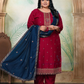 Charming Red Color Vichitra Silk With Embroidery And Sequins Work Salwar Suits For Women