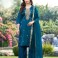 Fantastic Blue Color Silk With Embroidery Work Salwar Suits For Women