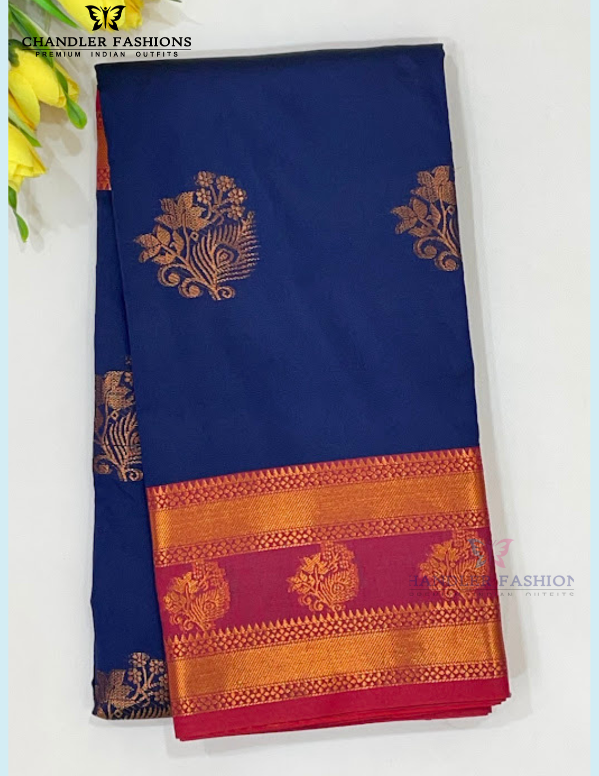 Gorgeous Dark Blue Color Soft Silk With Zari Work Saree For Women Near Me 