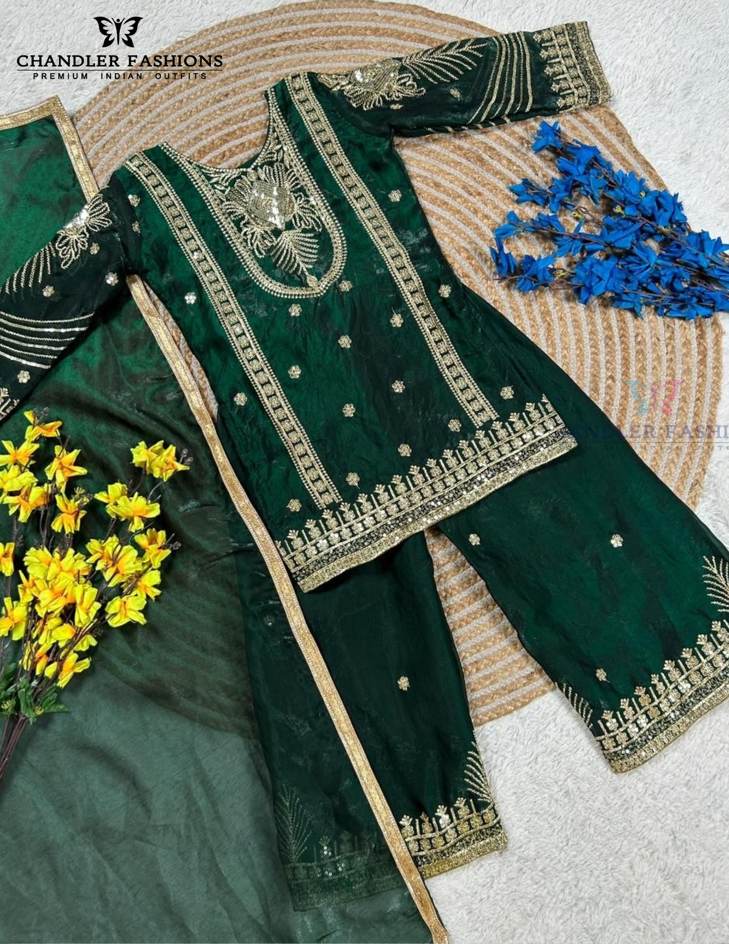 Embroidery And Sequins Work Palazzo Suits For Girls In Tempe