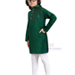 Green Color Silk With Embroidery Work Kurta Pajama Set For Kids Near Me