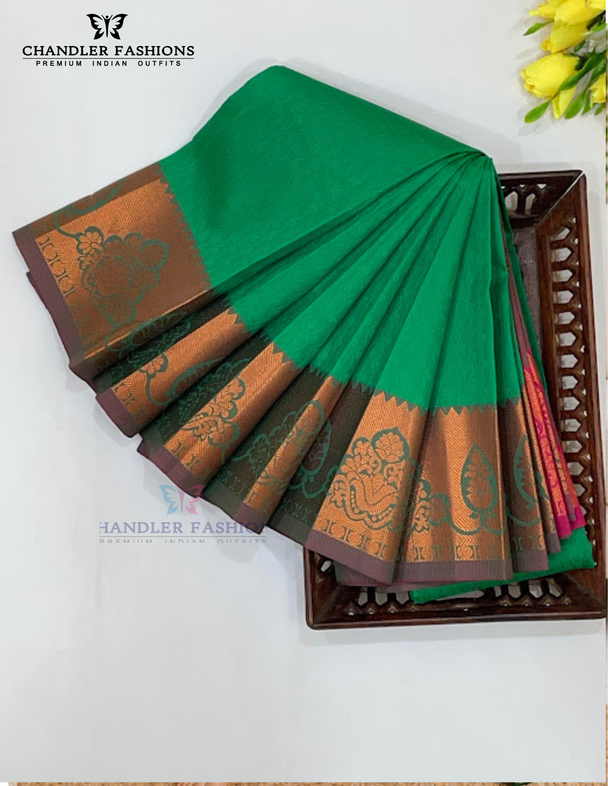 Green Color Art Silk With Zari Work Saree For Women In USA